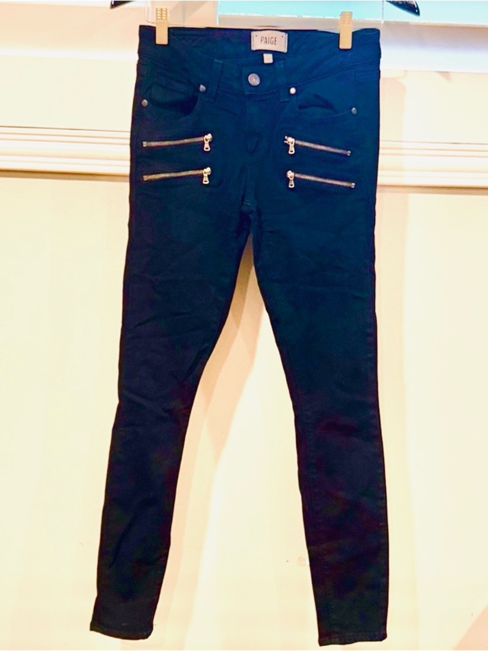 PAIGE Jet Black Denim with Zipper Accents